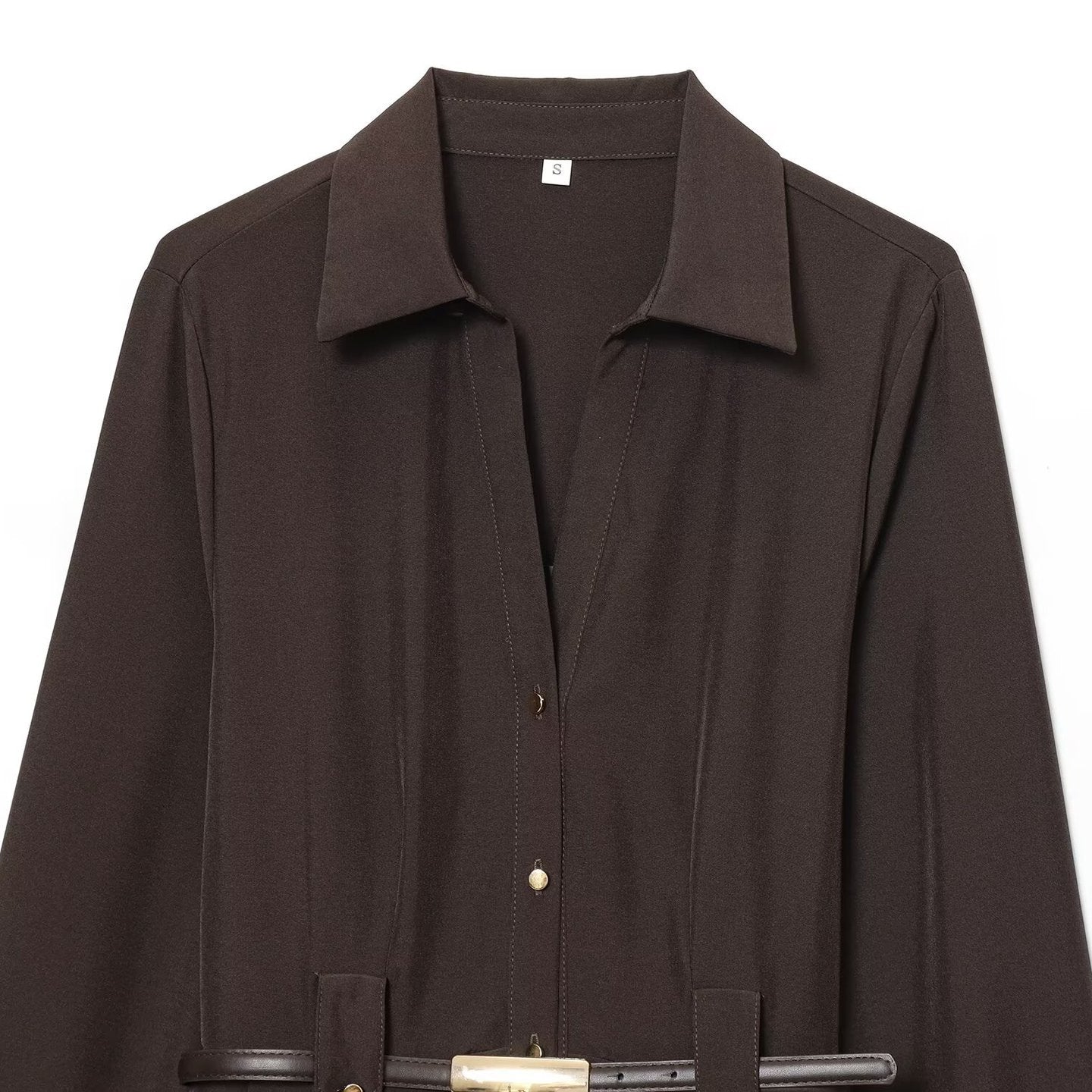 Belt tied shirt style MIDI dress