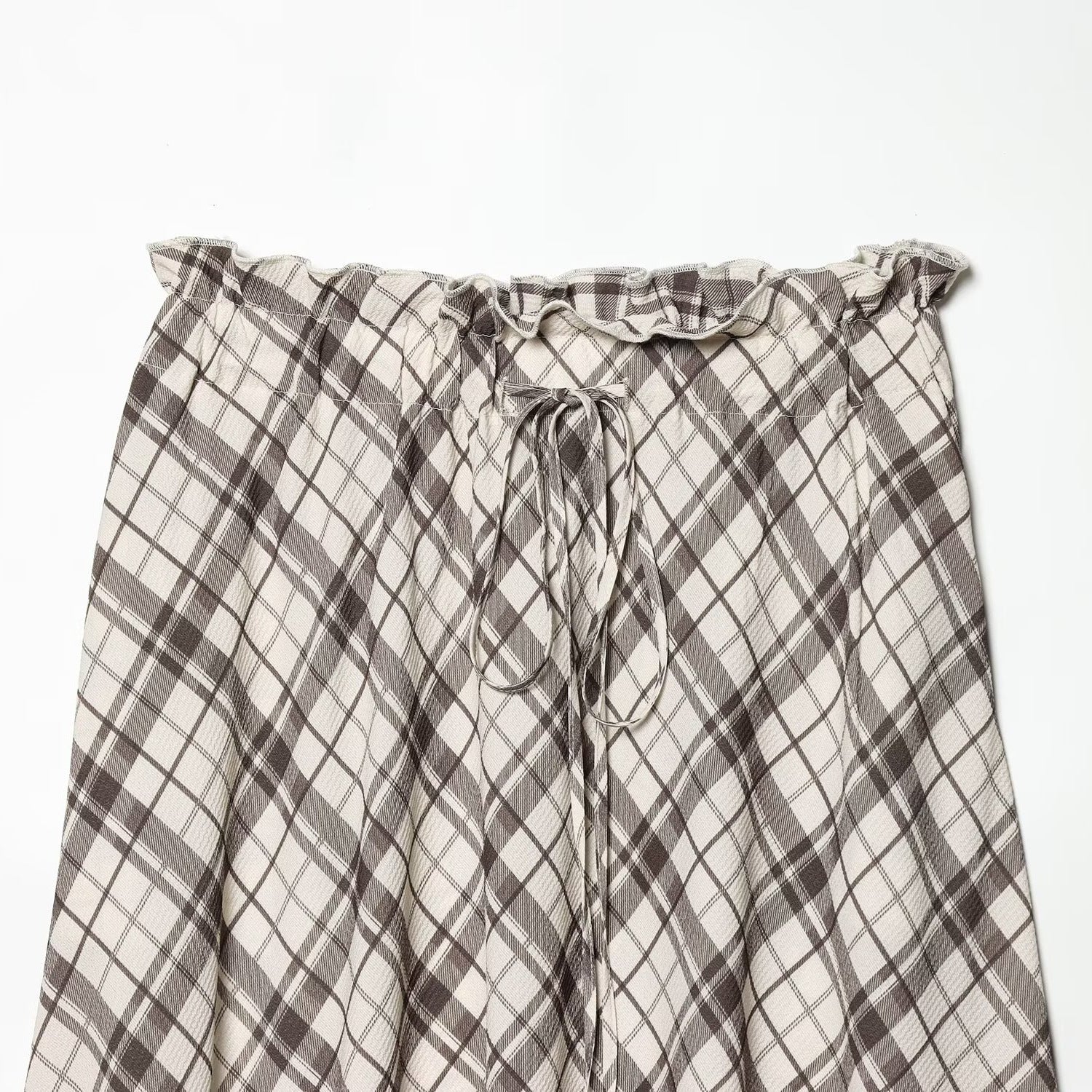 Commuting style simple grid flute skirt