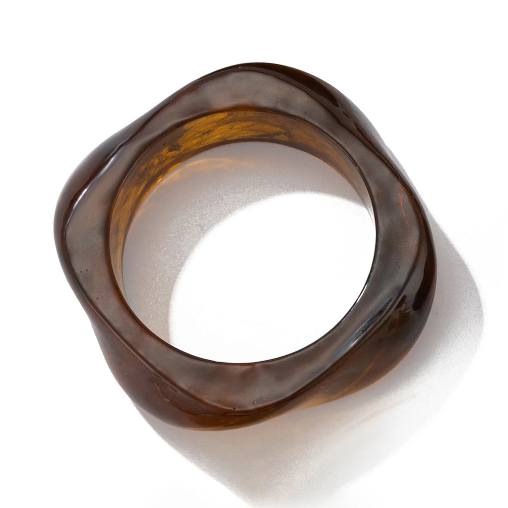 Ingemark Boho Brown Irregular Acrylic Resin Chunky Bangles for Women on Hand Goth Geometric Charm Bracelets Couple Jewelry Gift