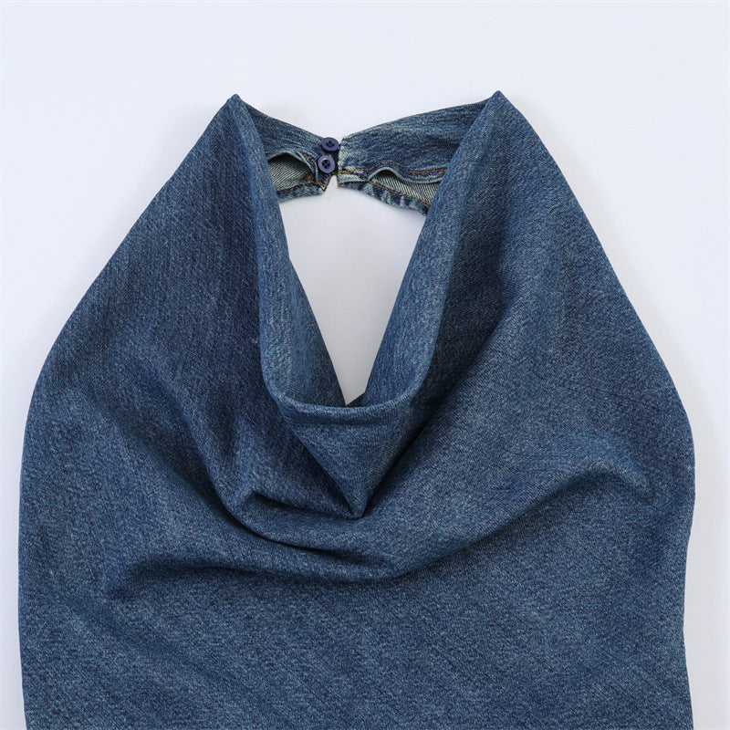 Style Strapless Denim Jumpsuit for Women