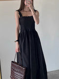 Edible Tree Fungus Edge Waist Slim Sling Dress Women's Casual Long Dresses