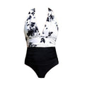 Colorful Print One-Piece Halter Neck Fitted Swimwear for Women