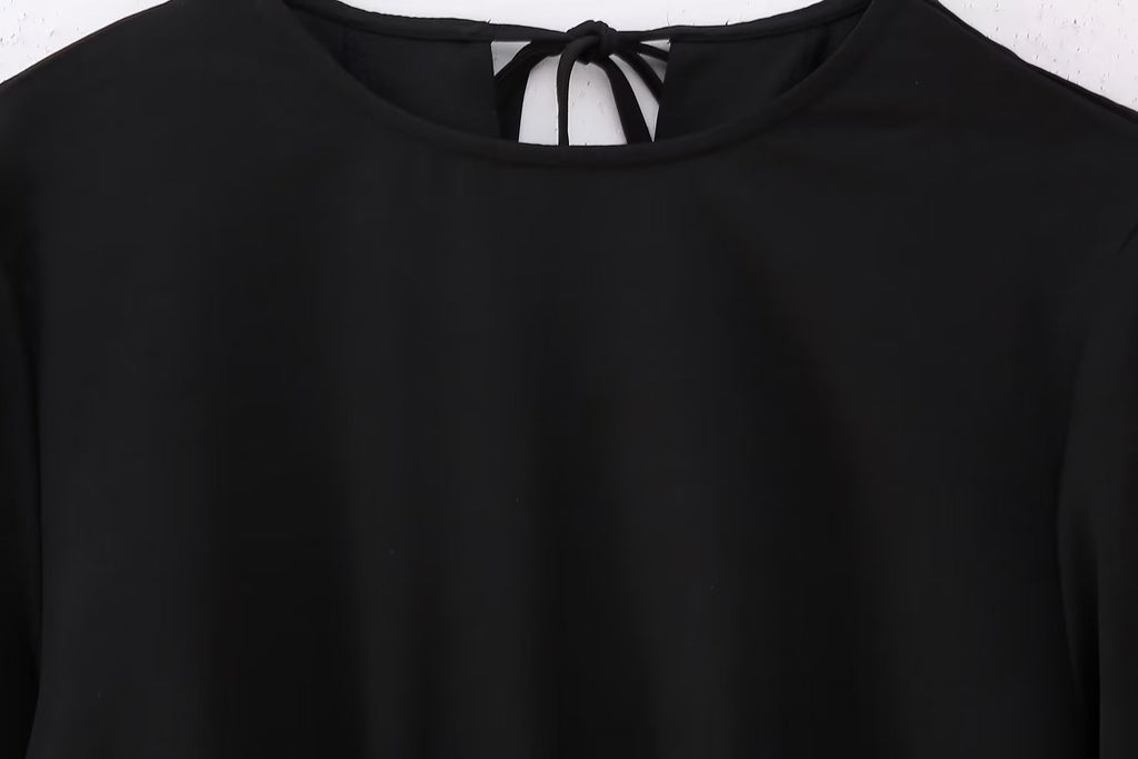 Fashion Embroidery Women Mini Dress Flare Sleeve High Waist Casual Party Robe Female Black Dresses Autumn