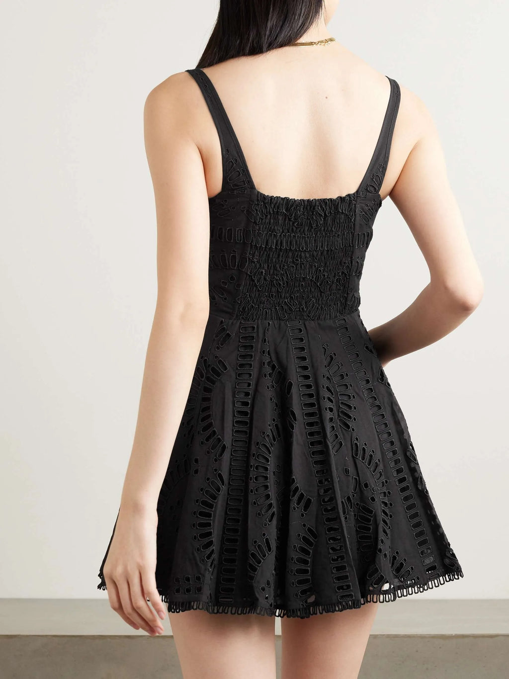 Hollow Out Solid Dresses For Women Square Collar Sleeveless High Waist A Line Mini Patchwork Button Dress Female