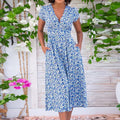 Printed Pocket Boho V-Neck Dress