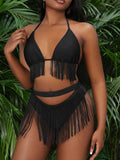 Women’s Fringe Bikini Set With High-Waist Bottoms