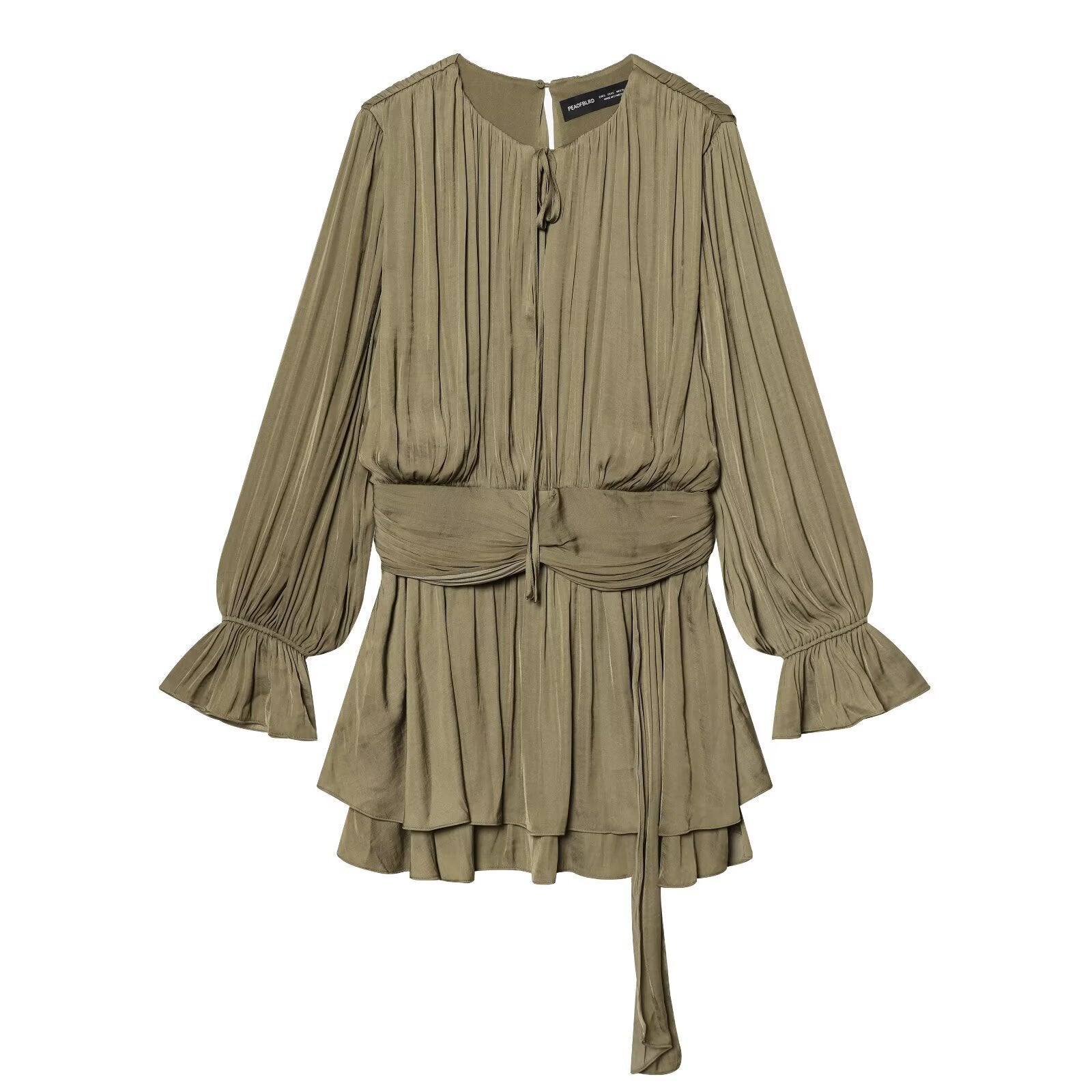 Commuting style waist tied dress