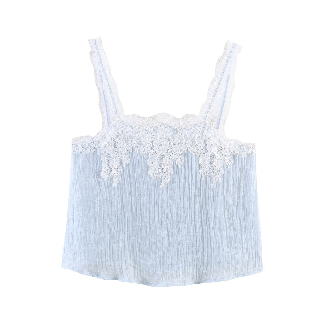 Lace lingerie style top+lace skirt set