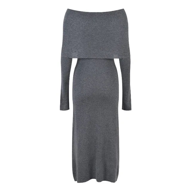 Knitted Dress for Women Autumn Winter Elegant Long Sleeve Sweater Dresses Korean Fashion Vestidos Midi