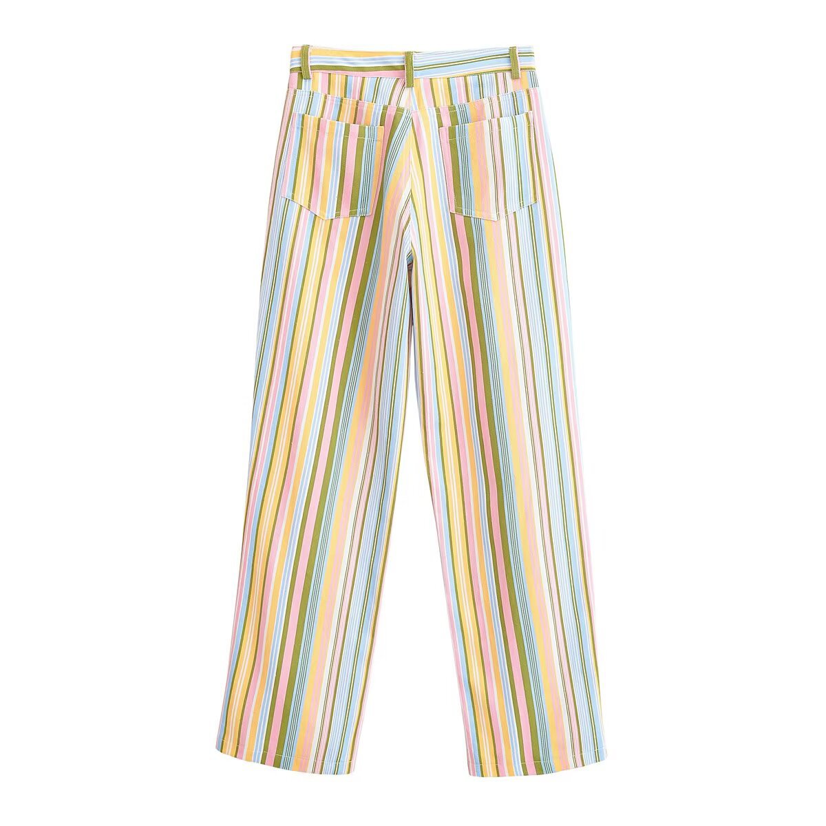 Vintage style colorful vertical striped wide leg pants