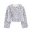Plush Faux Fur Coat Women Short Warm Winter Woman Coat 2023 Luxury Fluffy Cropped Jacket Long Sleeve Elegant Womens Jackets