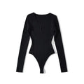 Bodysuit Women Long Sleeve Hollow Out Knitted Stretchable Slim Jumpsuits 3 Colors Tops