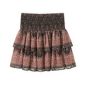 Style Honeycomb Print Layered Hem Mini Dress