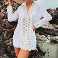 Lace crochet hollowed out sun protection beach cover shirt