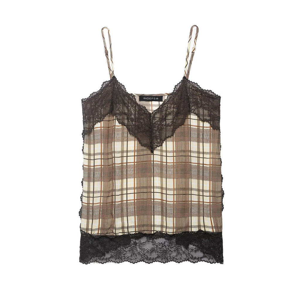 Casual plaid lingerie style top