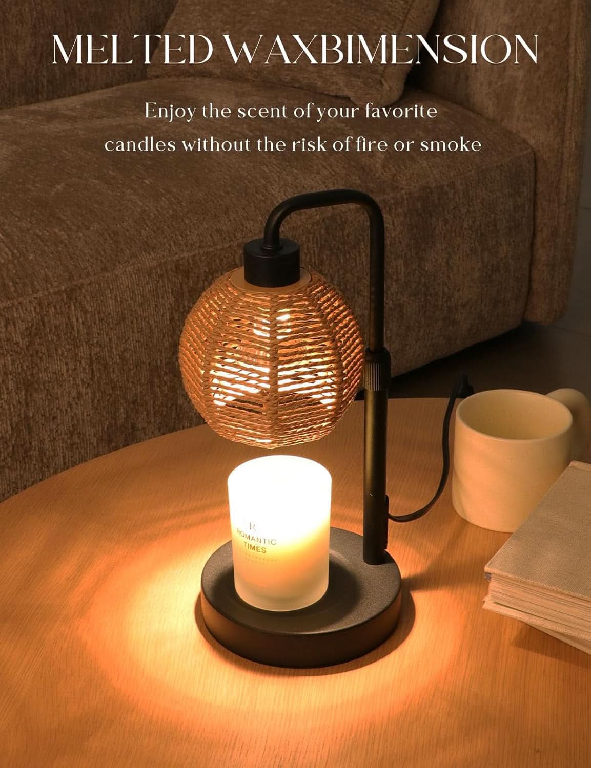 Dimmable Candle Warmer Lamp Including Timer Boho Weave