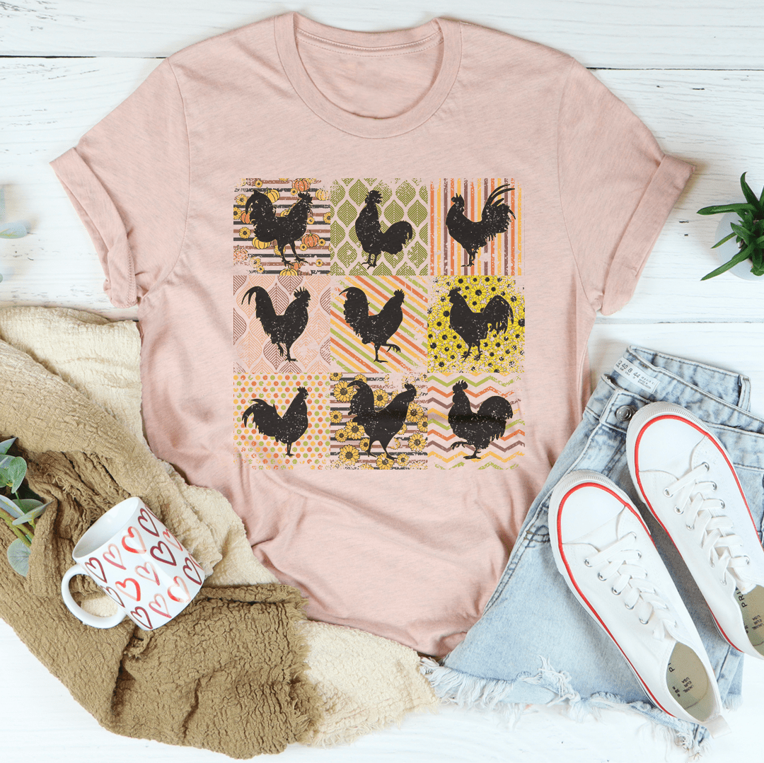 Boho Retro Chickens Tee-0