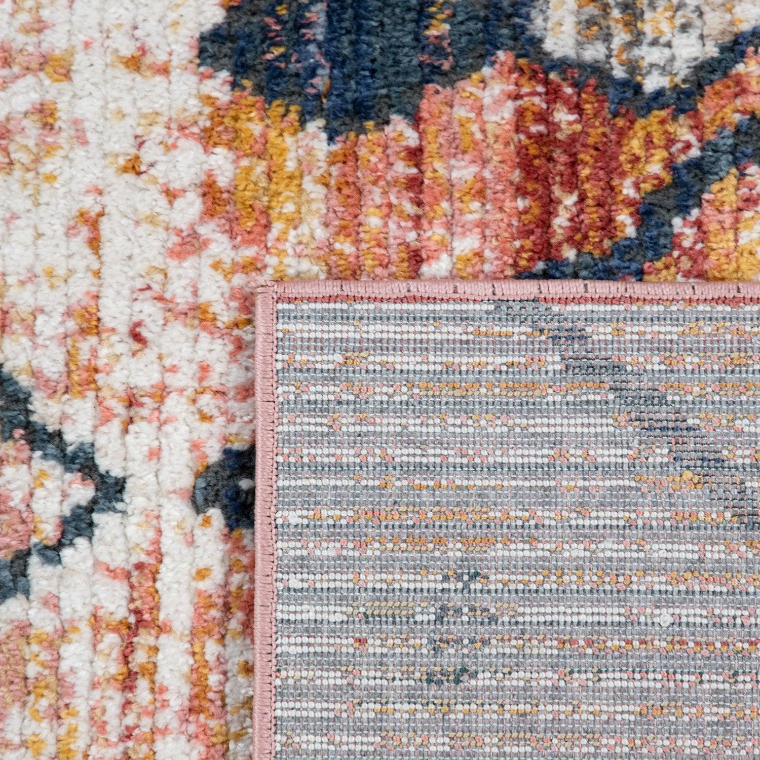 Boho Rug Red Ethnic Diamond Pattern Modern Ripped Design